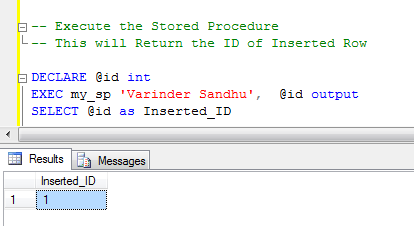 sql stored procedure with input and output parameters